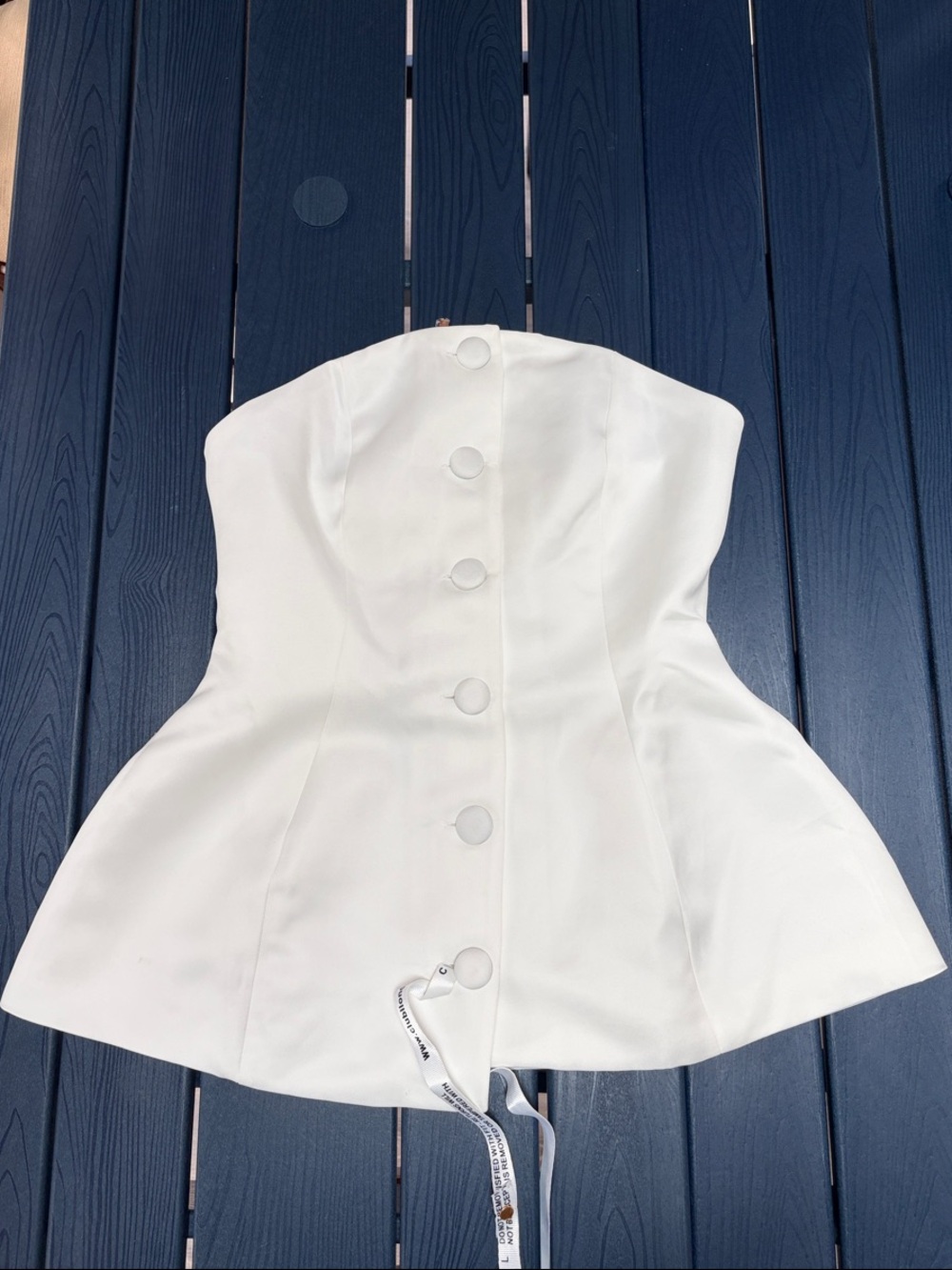 Strapless White Corset Button-Front Top